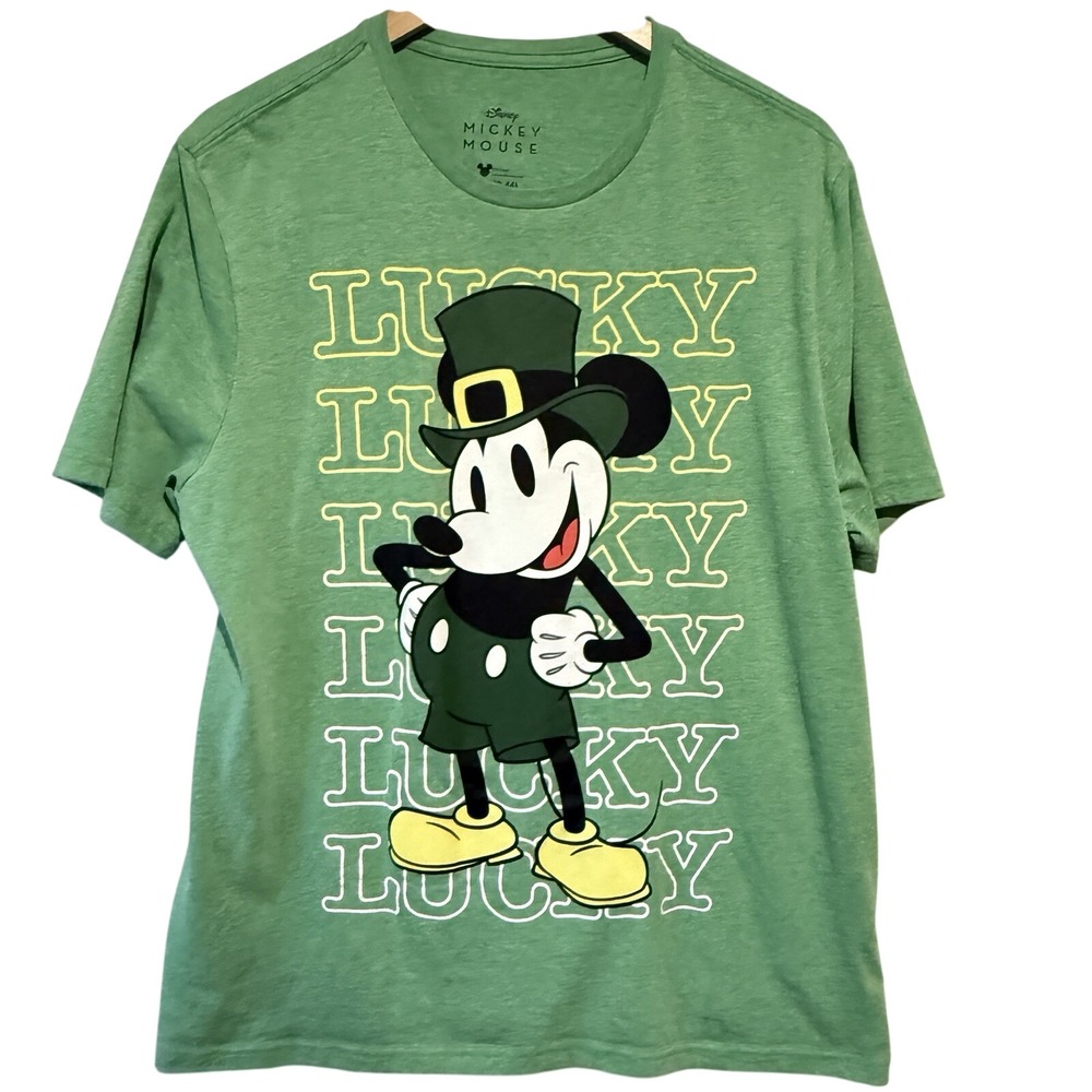 Disney Mickey Mouse T-shirt Size Large 42-44 Green Lucky